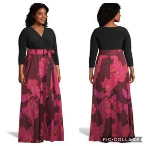 Adrianna Papell floral surplice with tie waist